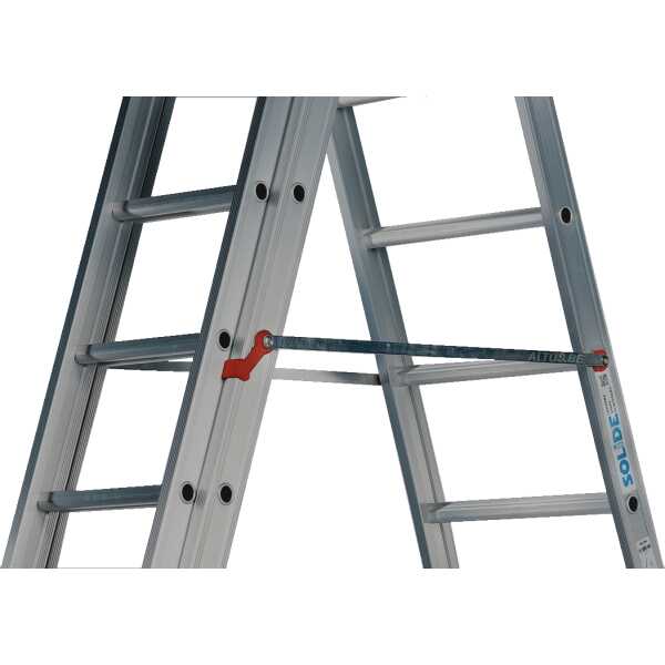 Solide Eco 3x10 sporten Professionele 3-delige reformladder met gebogen voet en spreidbeveiliging - 6.25m
