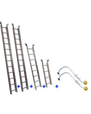 Solide dakladderset met nokhaak 9.00m + alu nokhaak