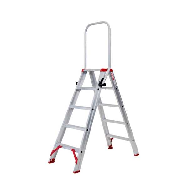 Solide 2x5 Ecopro dubbele trapladder met inklapbare beugel