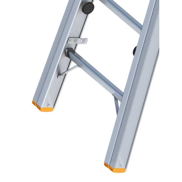 Layher 2x7 Telescopische dubbele scharnierladder met 4 uitschuifbare poten - 2.10m