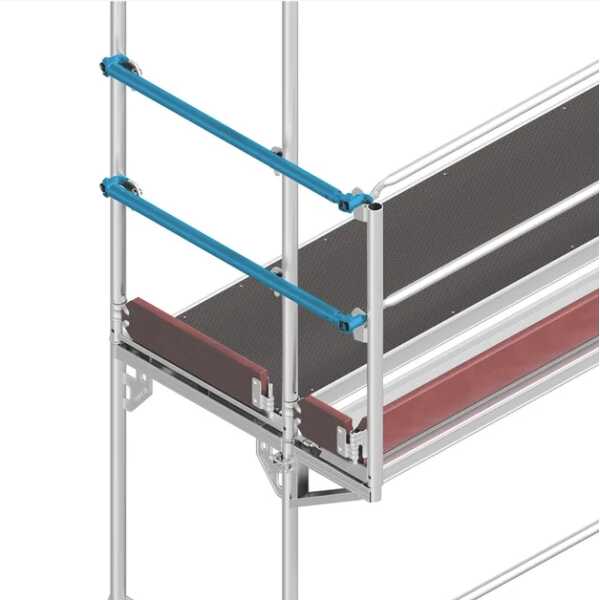 Layher leuningstijl op console gevelsteiger Blitz