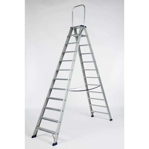 DAS 2x12 dubbele trapladder met vaste beugel