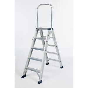 DAS 2x5 dubbele trapladder met vaste beugel