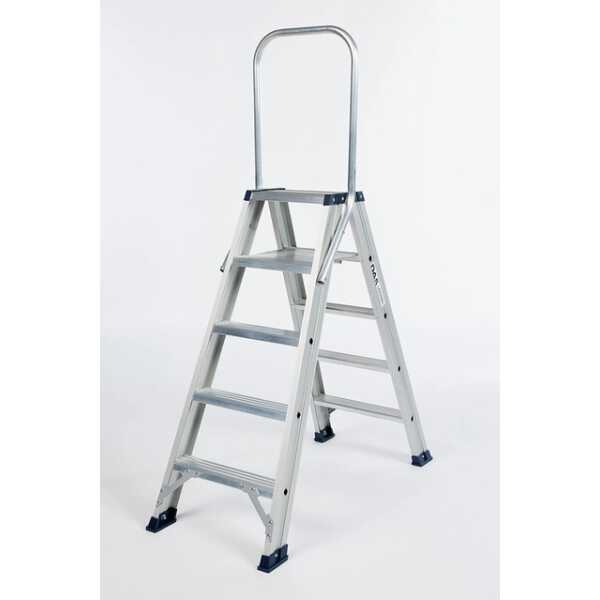 DAS 2x5 dubbele trapladder met vaste beugel