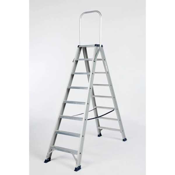 DAS 2x8 dubbele trapladder met vaste beugel