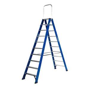 DAS 2x10 dubbele trapladder Blue met vaste beugel
