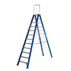 DAS 2x12 dubbele trapladder Blue met vaste beugel