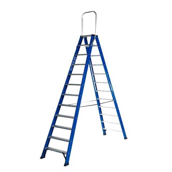 DAS 2x12 dubbele trapladder met vaste beugel