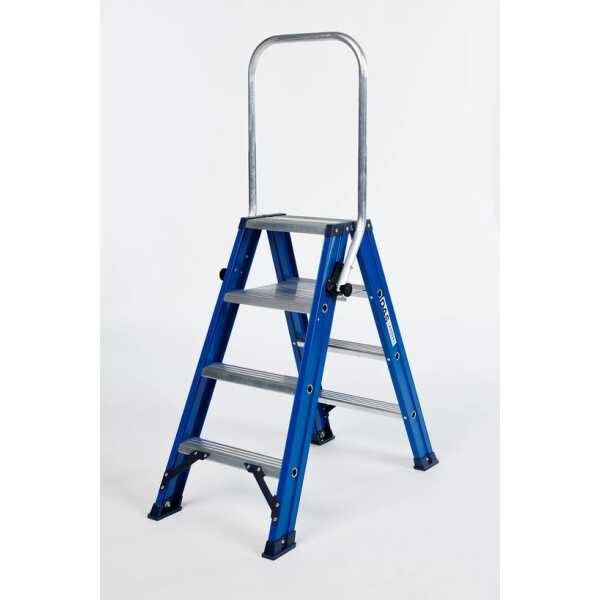 DAS 2x4 dubbele trapladder Blue met inklapbare beugel