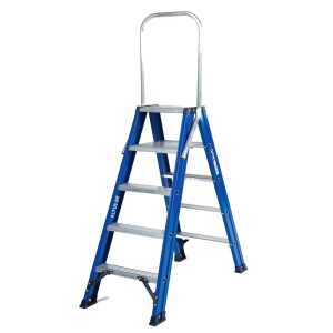 DAS 2x5 dubbele trapladder Blue met vaste beugel