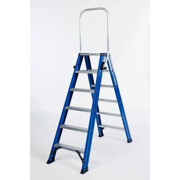 DAS 2x6 dubbele trapladder met inklapbare beugel