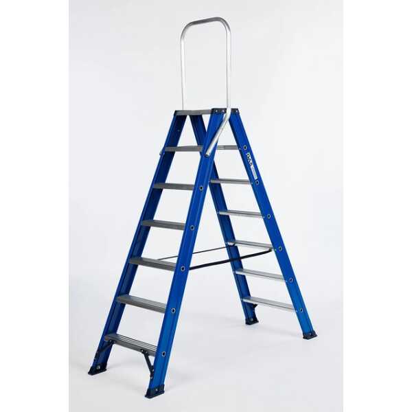 DAS 2x7 dubbele trapladder met vaste beugel