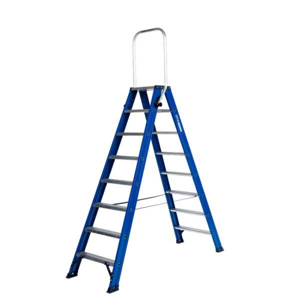 DAS 2x8 dubbele trapladder met inklapbare beugel