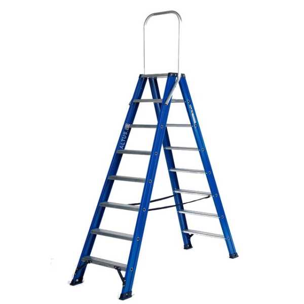 DAS 2x8 dubbele trapladder met vaste beugel