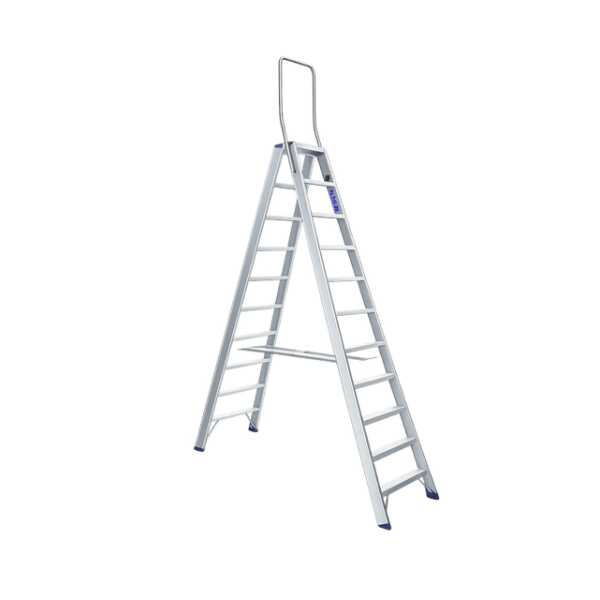 Dubbele trapladder 2x11 treden Atom met inklapbare beugel - 2.75m