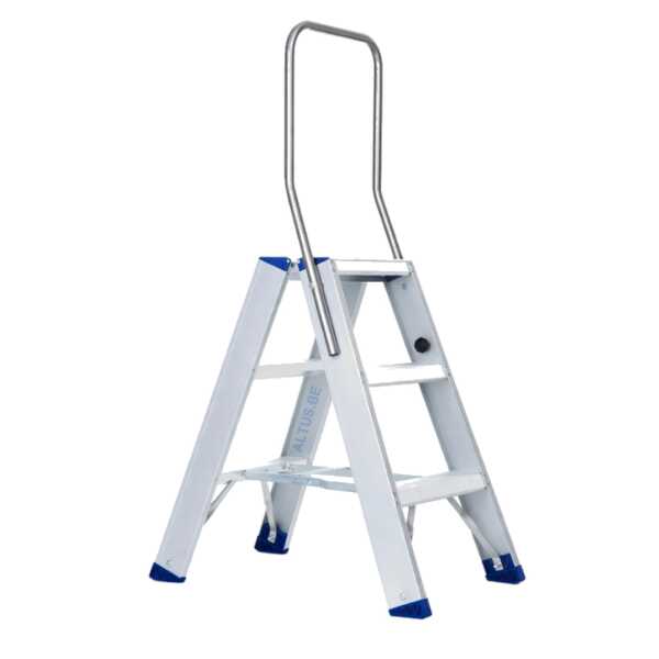 Dubbele trapladder 2x3 treden met inklapbare beugel Atom - 0.75m