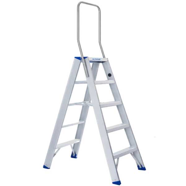 Dubbele trapladder 2x5 treden Atom met inklapbare beugel - 1.25m
