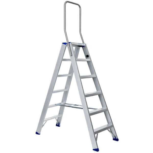 Dubbele trapladder 2x6 treden Atom met inklapbare beugel - 1.50m