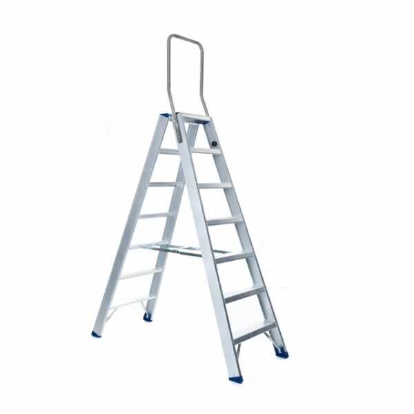Dubbele trapladder 2x7 treden Atom met inklapbare beugel - 1.75m