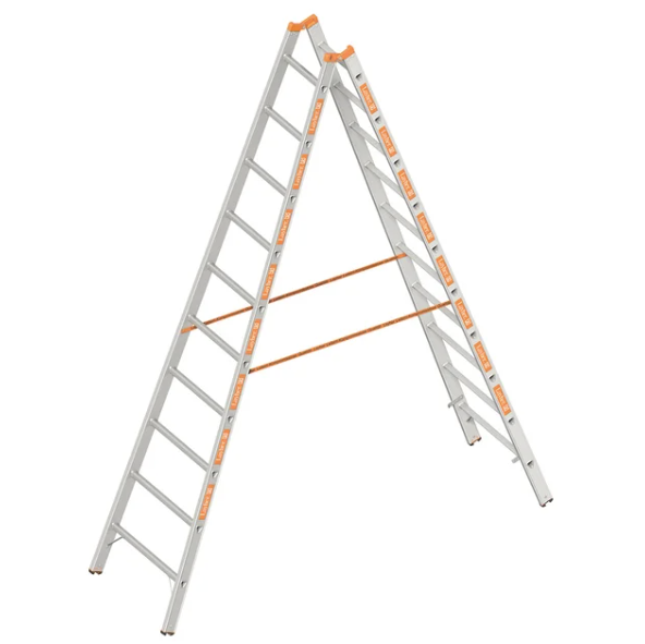 Layher 2x10 tweedelige scharnierladder - 2.95m