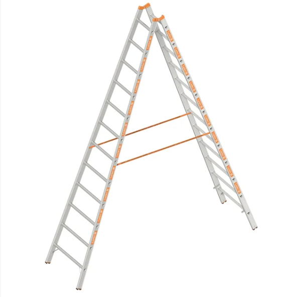 Layher 2x12 tweedelige scharnierladder - 3.50m