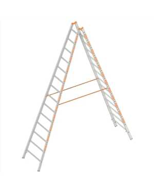 Layher 2x14 tweedelige scharnierladder - 4.10m