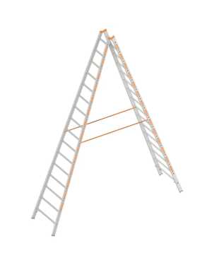Layher 2x16 tweedelige scharnierladder - 4.65m