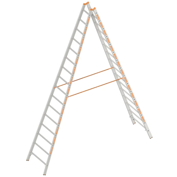 Layher 2x16 tweedelige scharnierladder - 4.65m