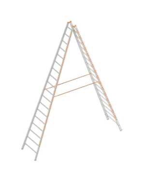 Layher 2x18 tweedelige scharnierladder - 5.20m