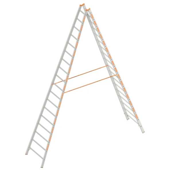 Layher 2x18 tweedelige scharnierladder - 5.20m