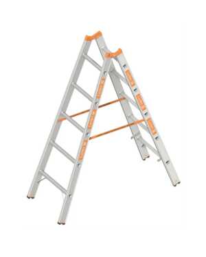 Layher 2x5 tweedelige scharnierladder - 1.55m