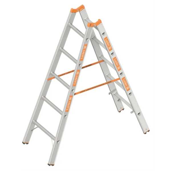 Layher 2x5 tweedelige scharnierladder - 1.55m