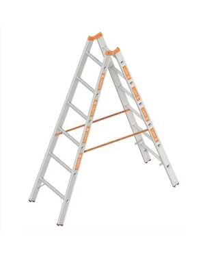 Layher 2x6 tweedelige scharnierladder - 1.85m