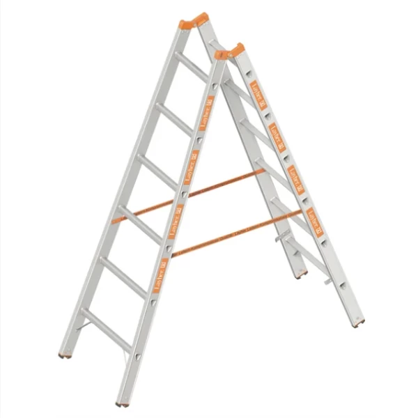 Layher 2x6 tweedelige scharnierladder - 1.85m