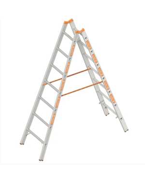 Layher 2x7 tweedelige scharnierladder - 2.10m