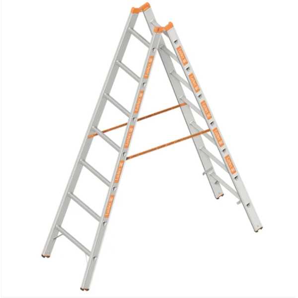 Layher 2x7 tweedelige scharnierladder - 2.10m