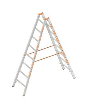 Layher 2x8 tweedelige scharnierladder - 2.40m