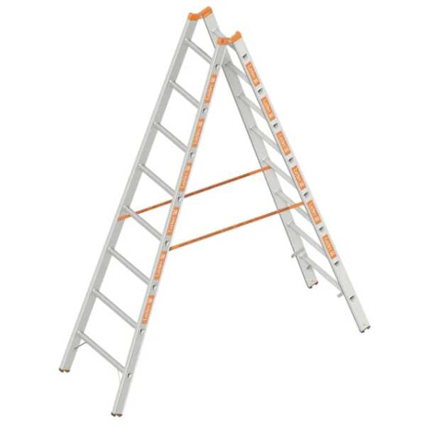 Layher 2x8 tweedelige scharnierladder - 2.40m