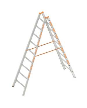 Layher 2x9 tweedelige scharnierladder - 2.70m