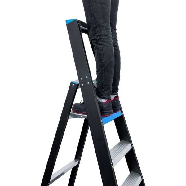 Eurostairs enkele trapladder 6 treden - Black edition - 1.50 m stahoogte