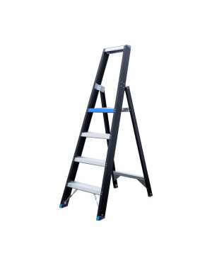 Eurostairs enkele trapladder 4 treden - Black edition - 1.00 m stahoogte