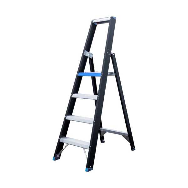 Eurostairs enkele trapladder 4 treden - Black edition - 1.00 m stahoogte