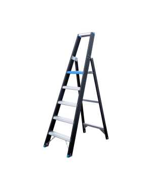 Eurostairs enkele trapladder 5 treden - Black edition - 1.25 m stahoogte