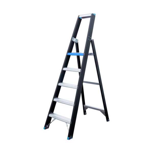 Eurostairs enkele trapladder 5 treden - Black edition - 1.25 m stahoogte