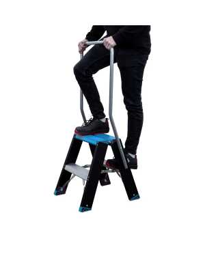 Atom-pro 2x2 trapladder met beugel - Blauw-Zwart “Limited Edition” - 0.50m