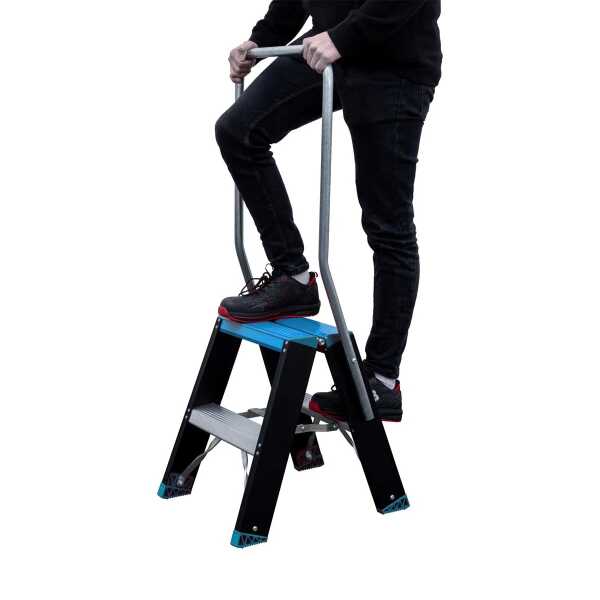 Atom-pro 2x2 trapladder met beugel - Blauw-Zwart “Limited Edition” - 0.50m