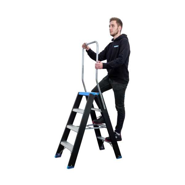 Atom-pro 2x4 trapladder met beugel - Blauw-Zwart “Limited Edition” - 1.00m