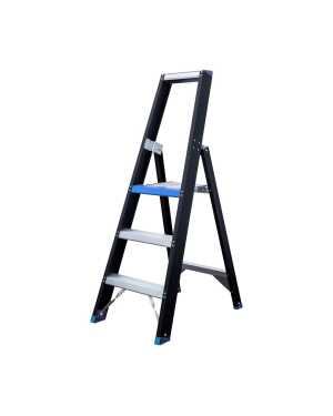 Eurostairs enkele trapladder 3 treden - Black edition - 0.75 m stahoogte
