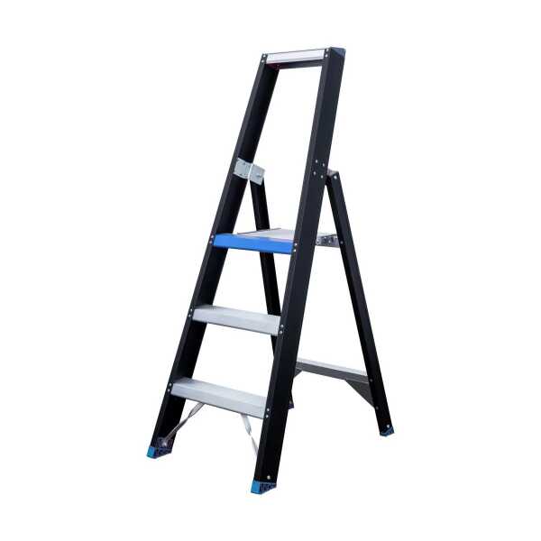 Eurostairs enkele trapladder 3 treden - Black edition - 0.75 m stahoogte