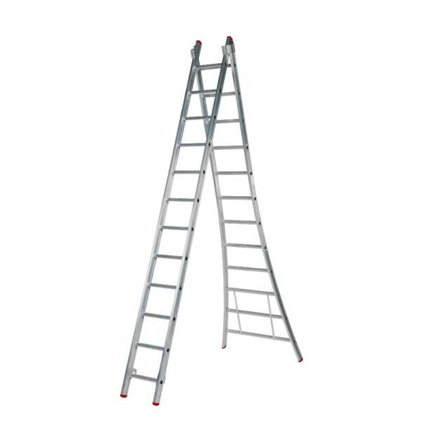 Solide 2x12 sporten Eco Professionele 2-delige ladder met gebogen voet - 5.50m